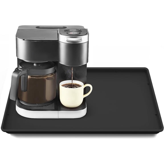 Heavy Duty Silicone Coffee Maker Mat with Raised Edge, 19.7x15 Counter Protector Tray