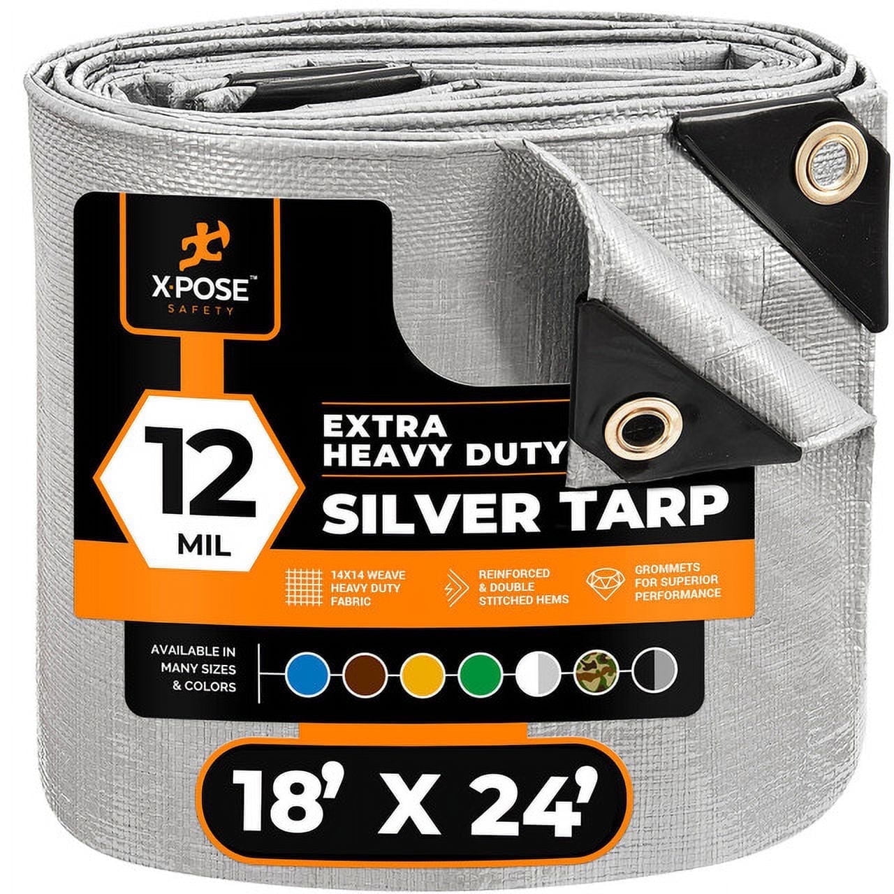Extra Heavy Duty Silver Polyethylene Tarp 18' x 24' with Aluminum Grommets