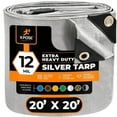 thumbnail image 1 of Heavy Duty Silver Poly Tarp 20' X 20' - Multipurpose Protective Cover - Durable, Waterproof, Weather Proof, Rip and Tear Resistant - Extra Thick 12 Mil Polyethylene - by Xpose Safety, 1 of 8
