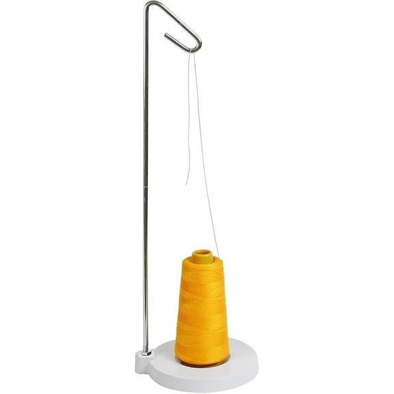 Heavy Duty Single Cone or Spool Thread Stand - Cast Iron Metal Stand - White Single Cone Embroidery Holder - Fits All Threads for Sewing Embroidery Serger