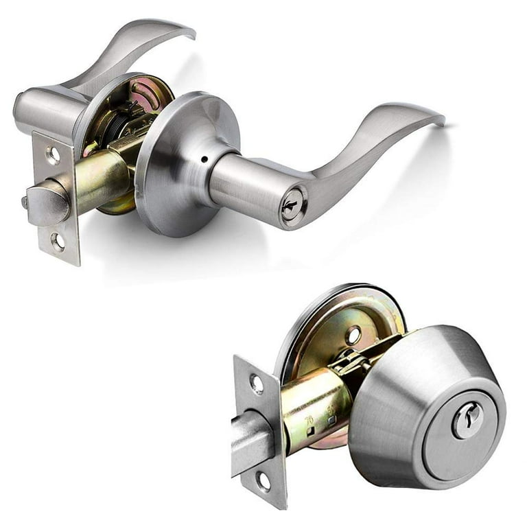 Single Cylinder Stainless Steel Finish Combo Set and Premium Entry Knob Set Single Cylinder Stainless Steel Finish Combo Set and Premium Entry Knob Set
