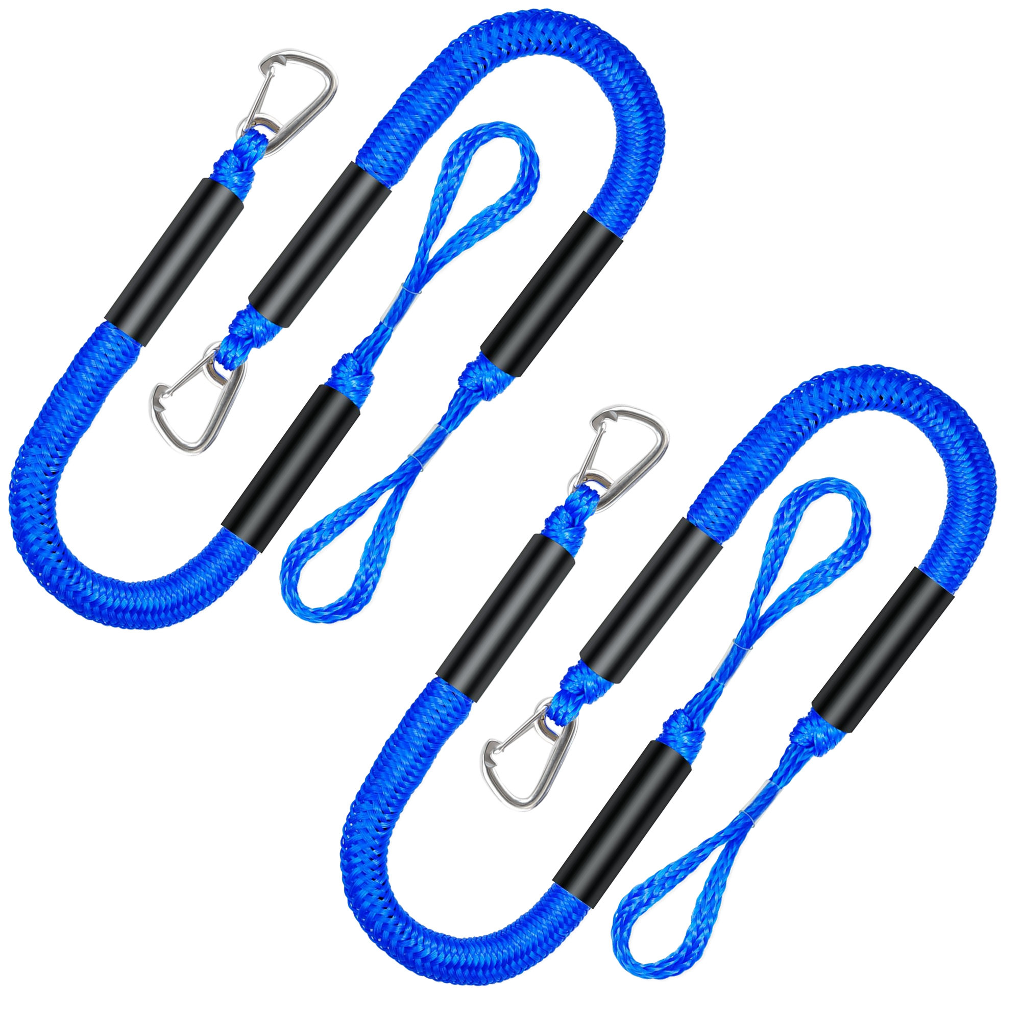 Heavy Duty Single Hook Bungee Dock Line 4 Pack For Boats, Kayaks, Jet Skis, SeaDoos, Pontoons