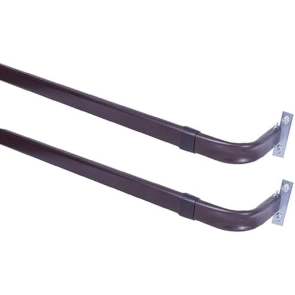 Heavy Duty Single Rod,Lock Seam Curtain Rod 18 to 28-Inch Adjustable Width, 2 1/2-Inch Projection,Hardware Included,Black(Pack of 2)