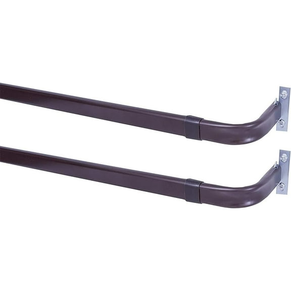 Heavy Duty Single Rod,Lock Seam Curtain Rods 28 to 48-Inch Adjustable Width, 2 1/2-Inch ProjectionHardware Included,Black(Pack of 2)