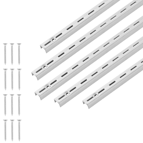 Heavy Duty Single Slot Shelf Pilaster 39 Inch 10 Pack Silver Upright Wall Shelving System with 40 Screws for Cabinet Closet Organization Storage