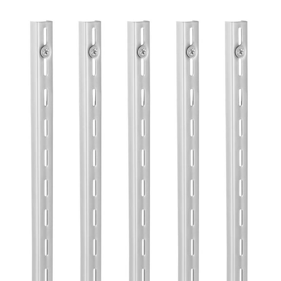 Heavy Duty Single Slot Shelf Pilaster 39 Inch 10 Pack Upright Wall Shelving System with 40 Screws Silver for Cabinet Closet Organization Storage