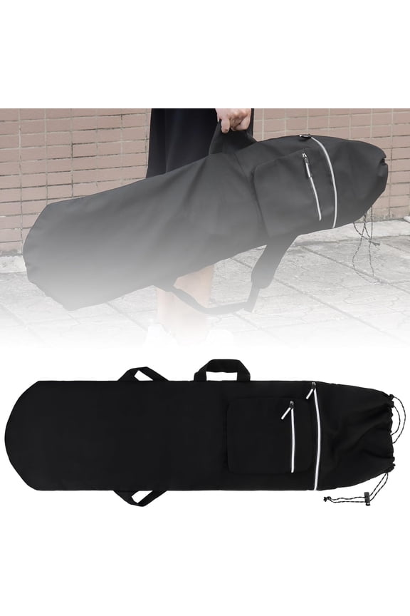 Heavy-Duty Skateboard Backpack for 41" Longboard, Black | Water Resistant Carry Bag with Adjustable Padded Shoulder Straps, Drawstring Closure & Front Pocket for Skate Tools & Gear
