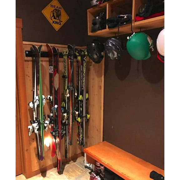 Heavy-Duty Ski Wall Storage Holds 8 Pairs, Space-Saving Garage Organizer with 200 lbs Capacity