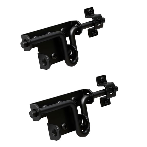 Heavy Duty Slide Bolt Gate Latch for Wooden Fence, 2 Way Barn Door Latch with Padlock Hole, Offset and Flush Mounted Gate Latch for Outdoor Gates, Yard Fence, Shed Door, Black