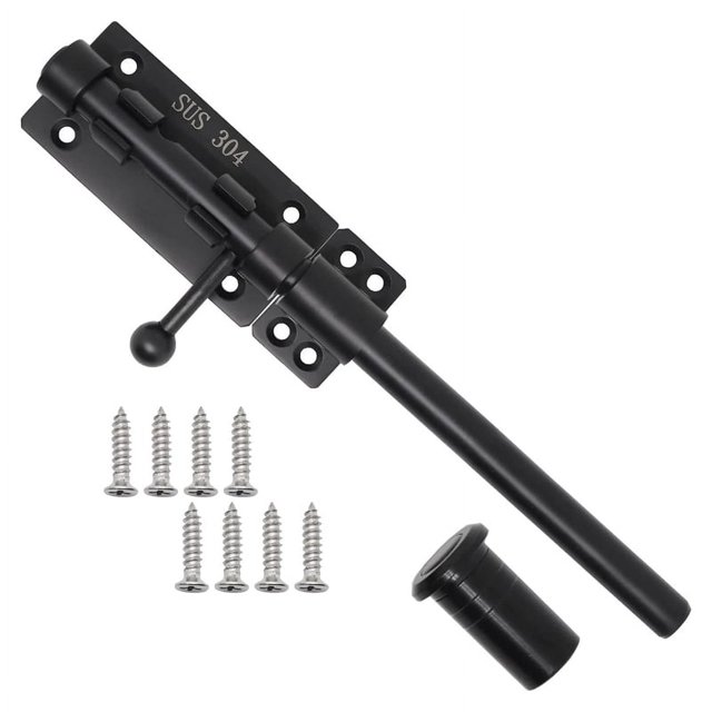 Heavy Duty Slide Bolt Gate Latch with A Padlock, Horizontal Bolt Latch