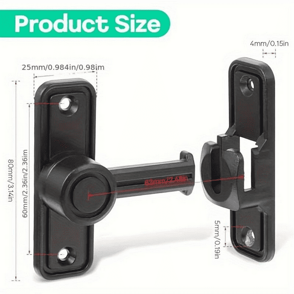 Heavy Duty Sliding Door Lock - Drill-Free Zinc Alloy Security Bolt | Universal for Barn Doors, Cabinets & Bathroom Privacy | Childproof & Weather-Resistant