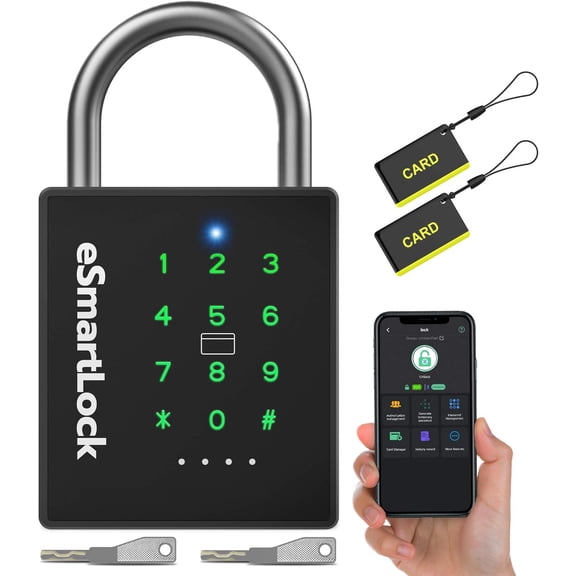 Heavy Duty Smart Padlock with Key, Pad Lock Code Keypad, Weatherproof Bluetooth RFID Keyless Electronic Digital Combination for Gate Outdoor Fence Storage Unit Locker Shed Pool