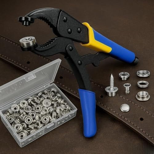 Heavy Duty Snap Fastener Kit – 210PCS Marine Grade Stainless Steel Snap Tool Set for Canvas, Boat Covers, Awnings, Fabric, Tents – Rustproof, Easy Installation, All-in-One Fastener Repair Kit-Blue
