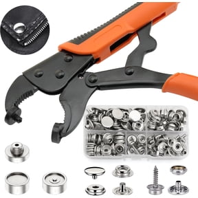 Heavy Duty Snap Fastener Kit, Adjustable Snap Setter Tool with 40 Sets Metal Snaps, Installation Tool for Boat Covers, Canvas, Tarps