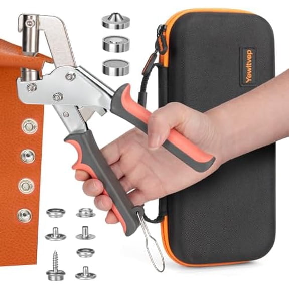 Heavy Duty Snap Fastener Tool with Case, Button Snap Replacement Kit Snap Tool with 80 Sets Metal Snaps Buttons for Fastening/Boat Cover/Tarps/Canvas/DIY/Leather/Sewing/Repair/Fabric$$Art & Craft