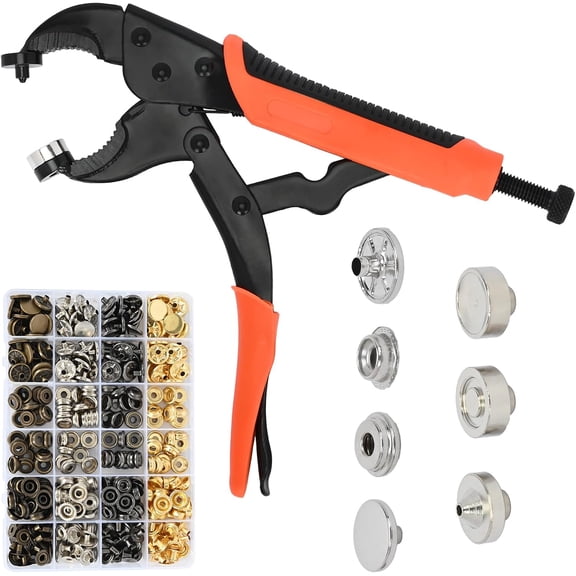 Heavy Duty Snap Fastener Tool Kit with Adjustable Pliers, 100 Sets 15mm Metal Snaps and 3 Dies
