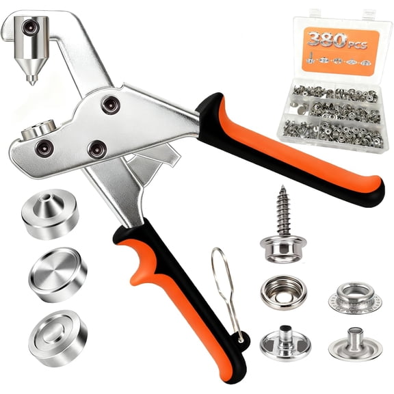 Heavy Duty Snap Fasteners Kit & Snap Fastener Tool with 100 Sets 15mm Boat Cover Snaps - Professional Canvas Snap Button Kit for Boat, RV, Tarp & Canvas Repair