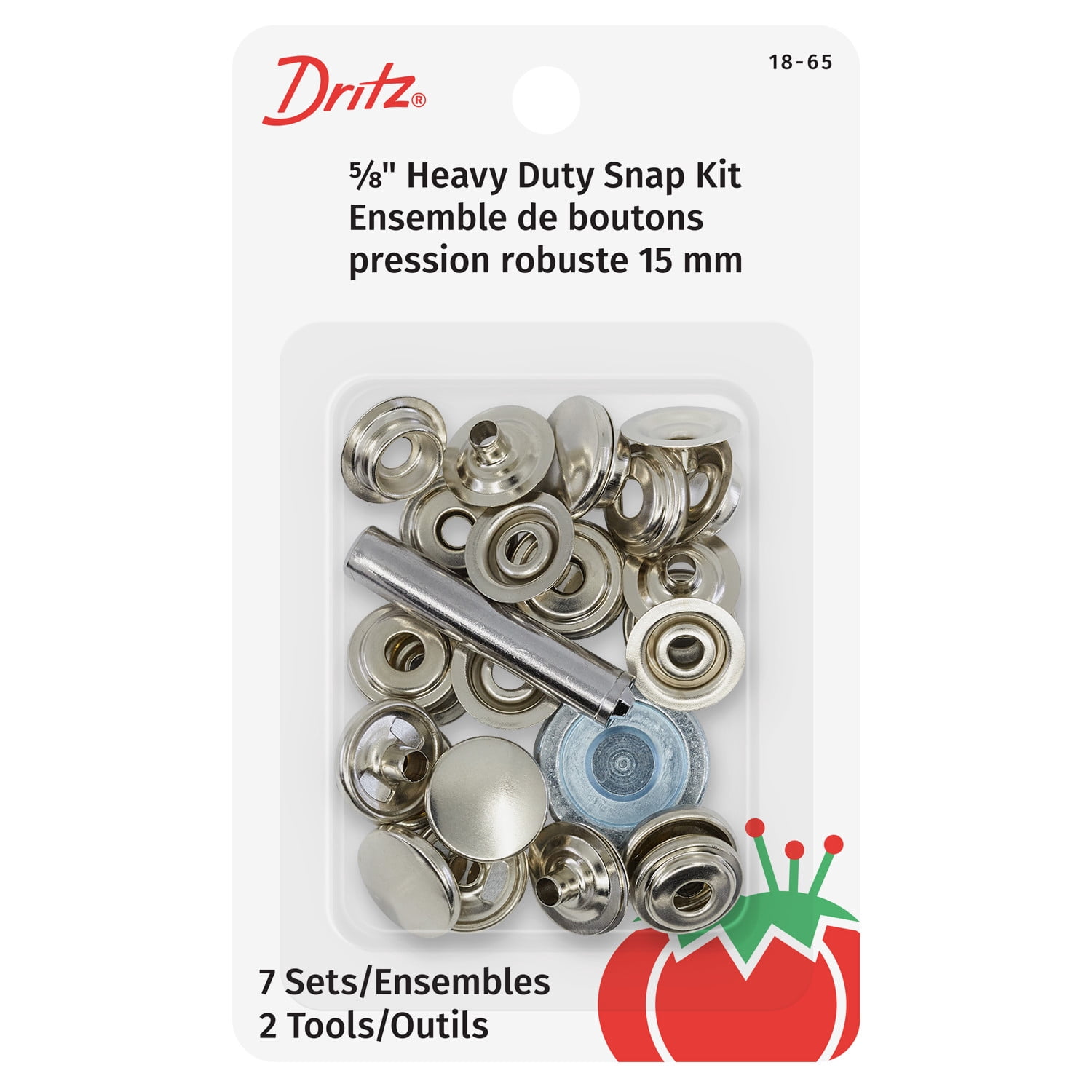 Dritz Heavy Duty Snap Kit, 5/8-Inch, 7 Count, Nickel-Plated Brass