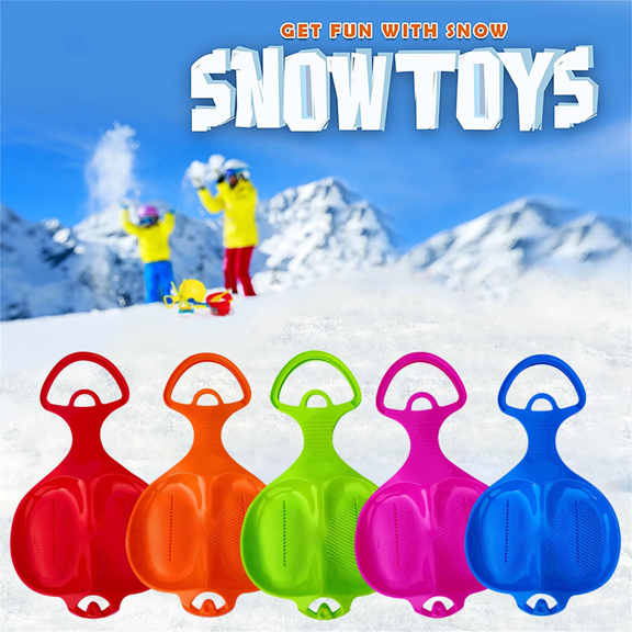 Heavy Duty Snow Sled with Handle Portable Foldable Ski Board for Kids Adults Outdoor Winter Toboggan, Color Random (1 Sled)