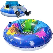 Heavy Duty Snow Tube, 33.5" Inflatable Sledding Tube with Ergonomic Handles, Thickened PVC, Cold-Proof, for Kids Adults Winter Outdoor Snow Sports