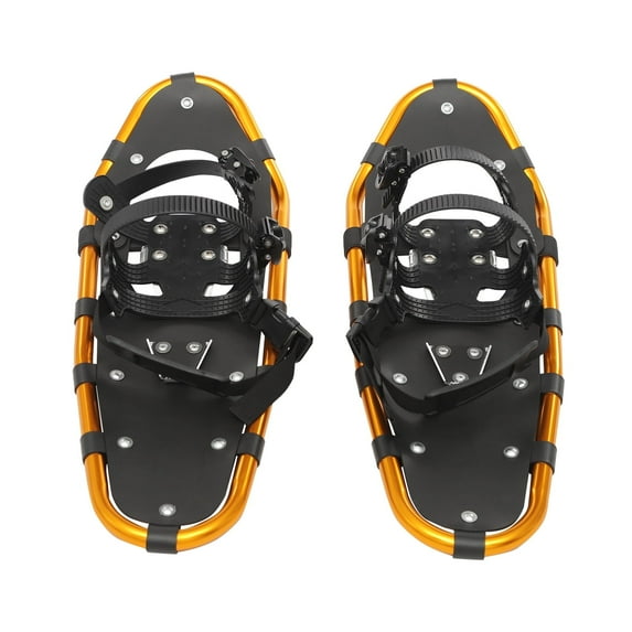 Grey Gold Black Ski Snowshoes Set with Adjustable Poles,-40°C Resistant,110-220lbs Load,Double Ratchet,35-45EUR Fit