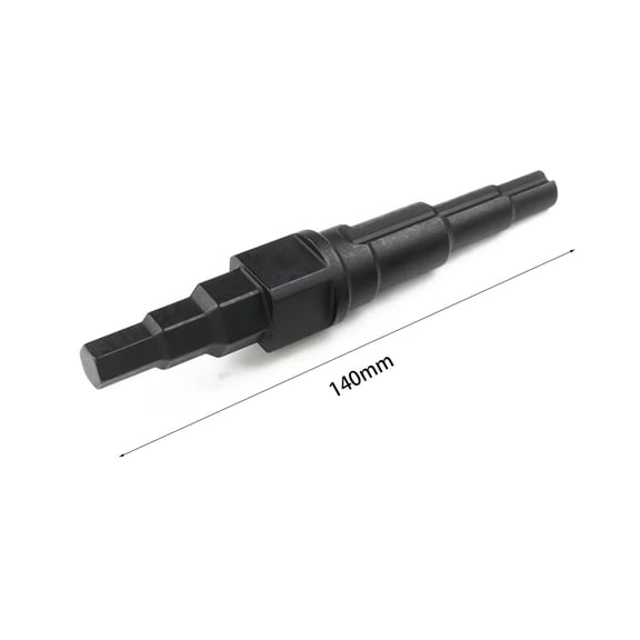Heavy Duty Socket Wrench Hex Key Adapter For Motorcycle Front Axle Wheel, Step-Gauge Tower Design Steel Tool For Auto Repair, 140Mm Black