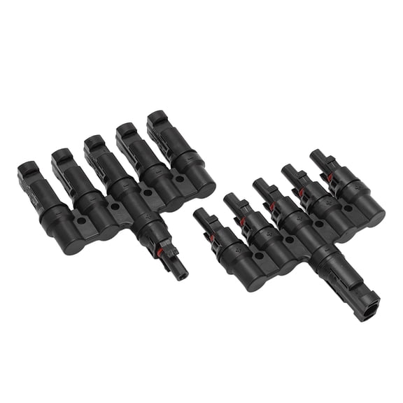 Heavy Duty Solar Panel Connector 1 to 5 T Branch Splitter Cable Adapter Plug, 7.8 inches / 20.0 cm Length, Weatherproof IP67 Parallel Coupler for Solar Photovoltaic Systems