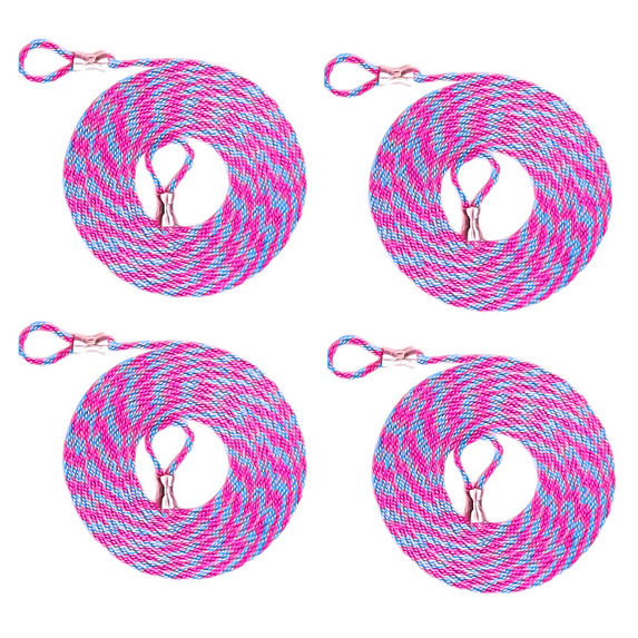 Heavy Duty Solid Braid 10 ft. Nylon Rope with permanent Loop ends - 4 Pack (Cotton Candy)