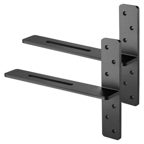 Heavy Duty Solid Steel T Shaped Shelf Brackets 2 Pack 200 lbs 90 kg Capacity 16 x 2.89 x 12 Inches Floating Countertop Support Hardware with Screws