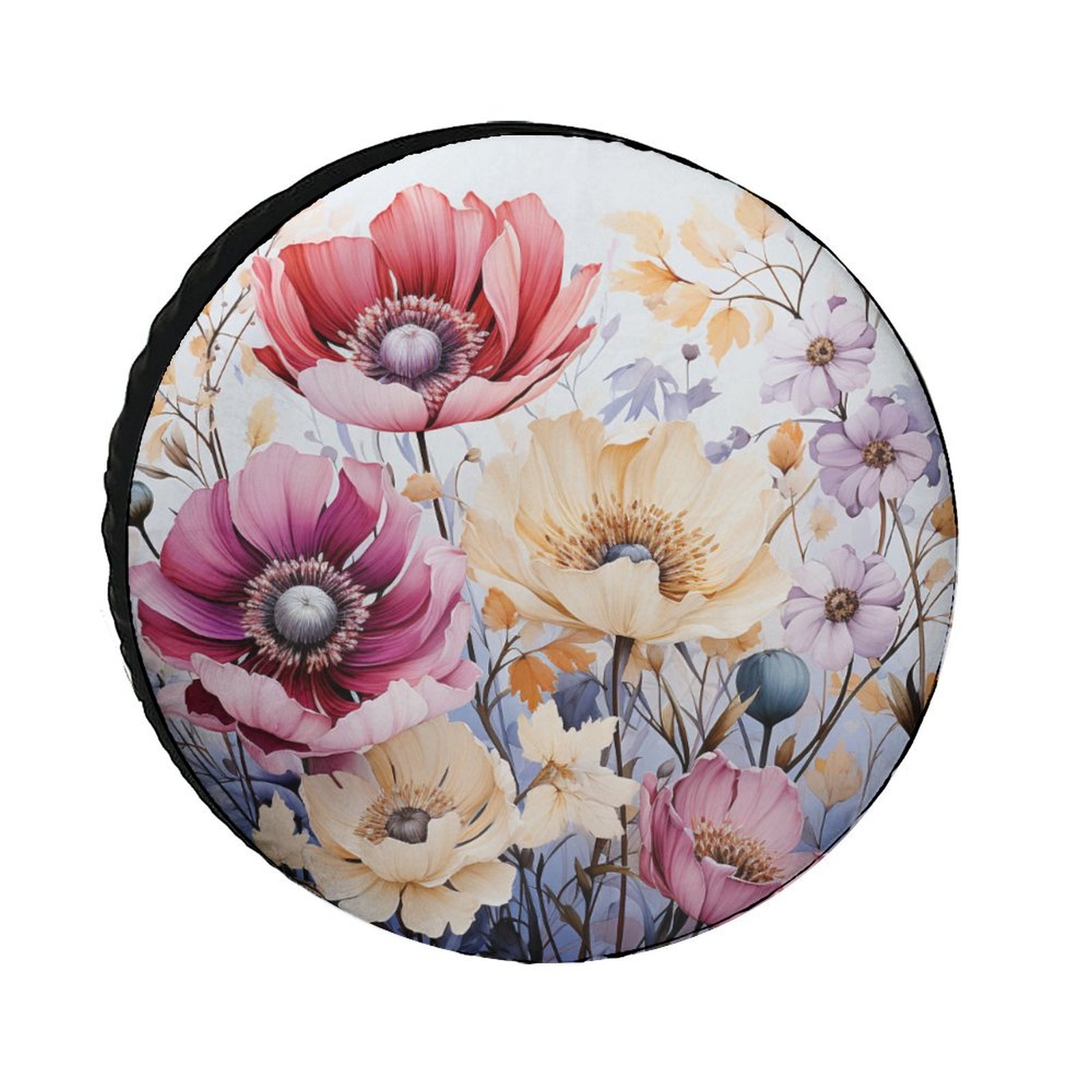 Heavy Duty Spare Tire Cover 15inch Watercolor Flower Pattern Wheel Tire ...
