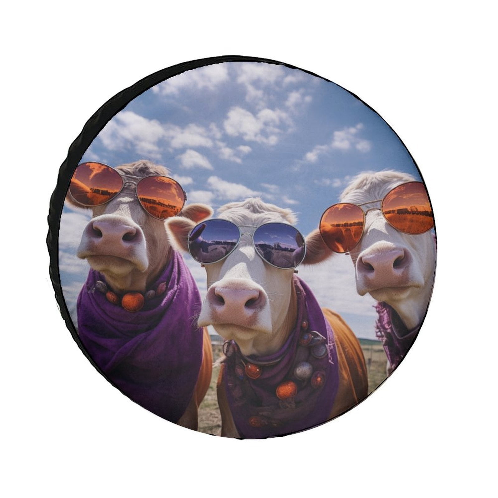 Heavy Duty Spare Tire Cover Cows Wearing Sunglasses Waterproof Sun ...
