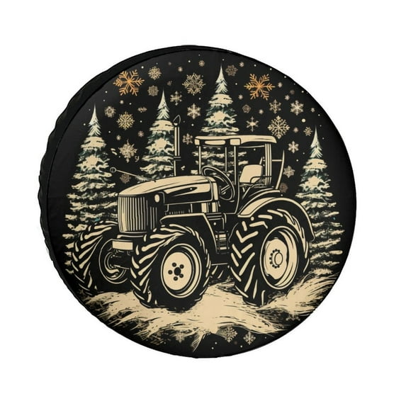 Heavy Duty Spare Tire Cover Farm Tractor Christmas Wheel Protectors Tire Covers Weatherproof Wheel Covers Cartoon Tractor Tire Cover for Fit for SUV Truck Travel Trailer 13inch