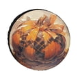 thumbnail image 1 of Heavy Duty Spare Tire Cover Plaid Welcome Pumpkin Wheel Tire Cover Waterproof Sun Protection Orange Thanksgiving Tire Cover for Trailer SUV Truck Camper Travel Trailer Accessories 12inch, 1 of 8