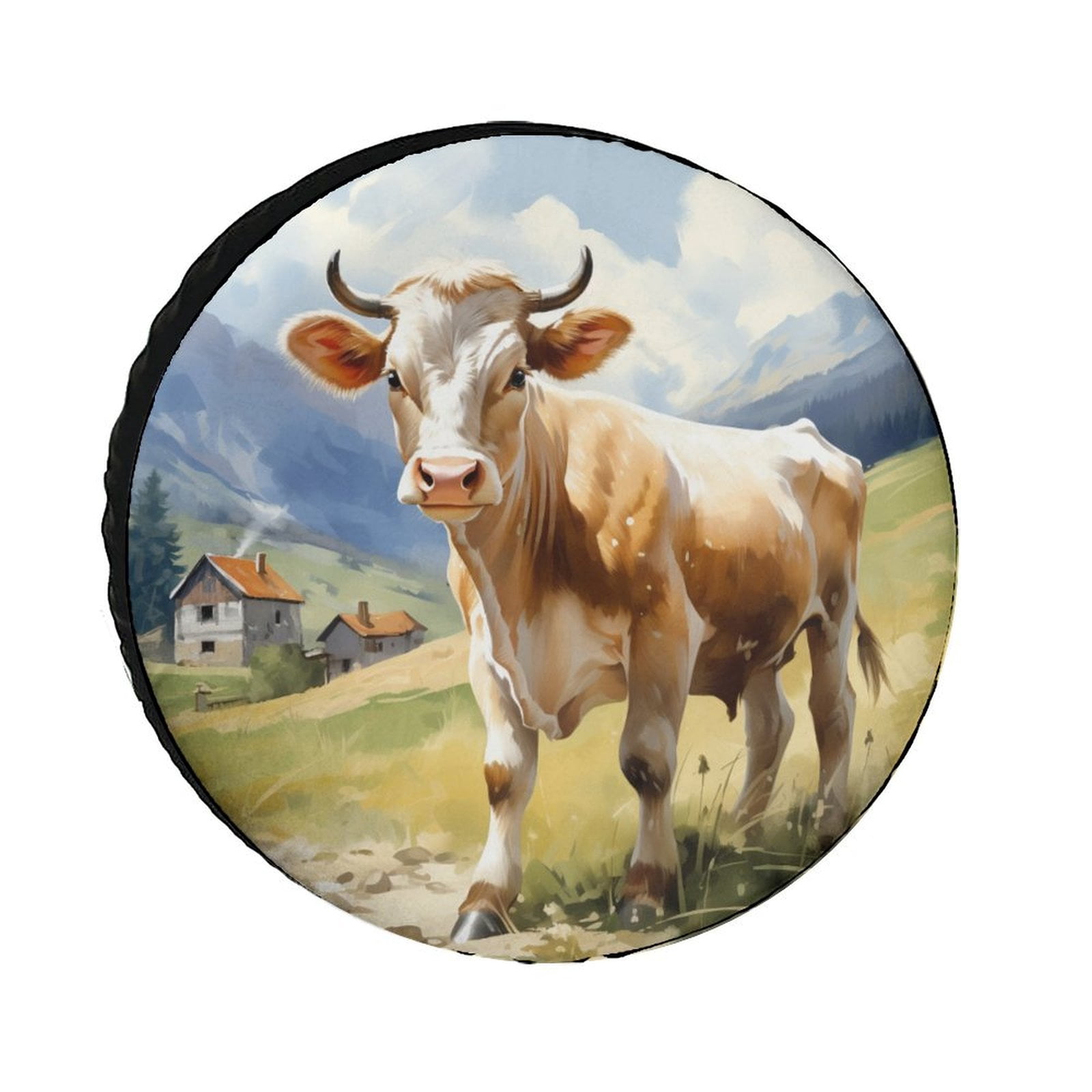 Cow Protector Heavy Duty Spare Tire Cover Watercolor Paintings Cow Wheel Protectors ...