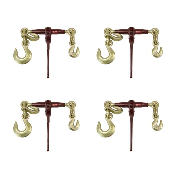 Heavy Duty Specialty Pro Ratchet Load Chain Binder w/Grab Hook & Slip Hook | 1/2" Grab Hook & 5/8" Slip Hook - 1/2" Grab Hook, 15,000 Lbs WLL | Chain Binders for Flatbed Truck - 4 Pack