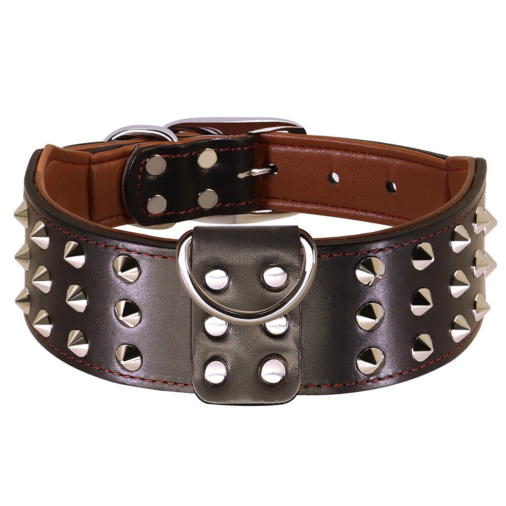 Heavy Duty Spiked Dog Collar Studded Rivet Leather Adjustable Fit