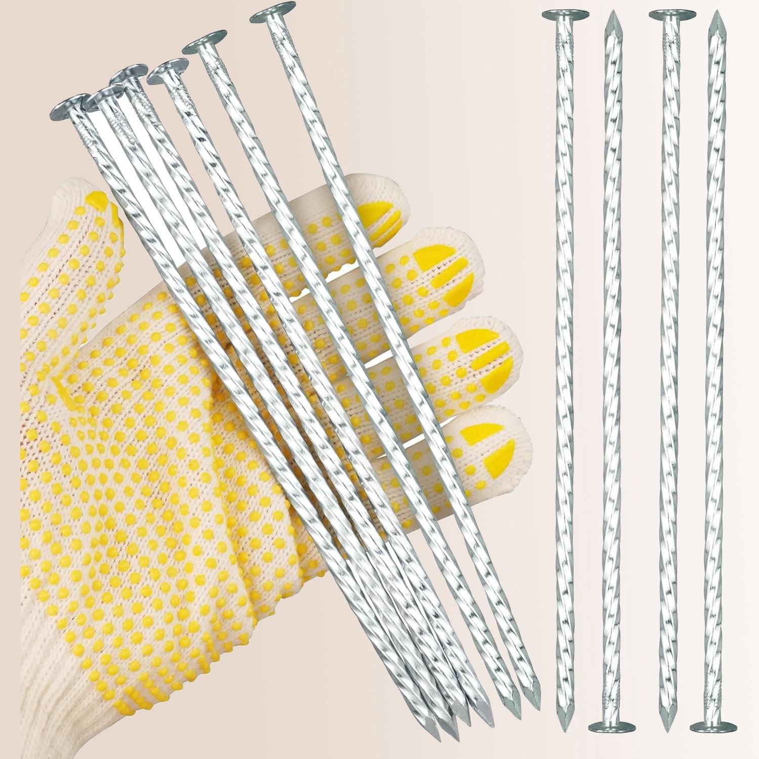 Heavy Duty Spiral Landscape Spikes - Solid Galvanized Metal Garden Stakes for Fixing Paver Edging, Weed Barriers, Artificial Turf, Tent and More