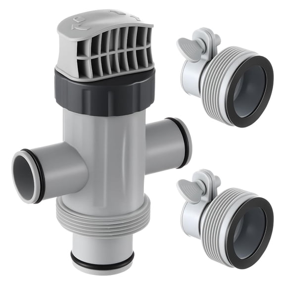 Heavy Duty Split Valves Outfit with 2 Adapters for Pool Pumps, Leakproof Water Run Control for Ground Pools