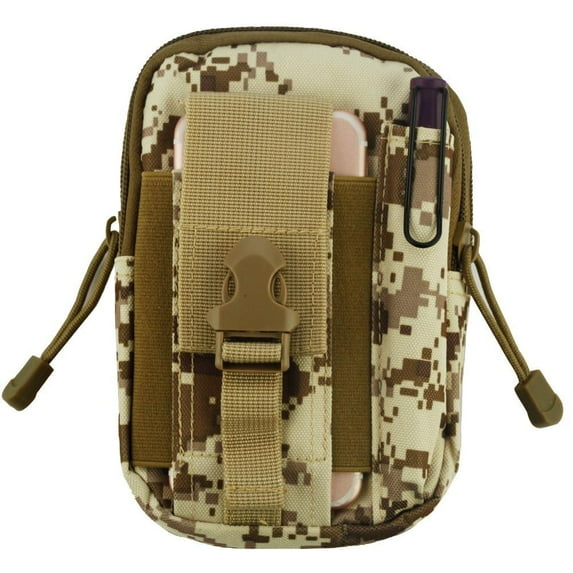 Heavy Duty Sports Waist Pack Pocket Belt for Samsung Galaxy S6 Active, Core Prime, E5, Prevail Lte, ATIV S Neo, iATIV S Neo, Rugby Pro, S Relay 4G, Nexus (Desert Camo) + MND Mini Stylus