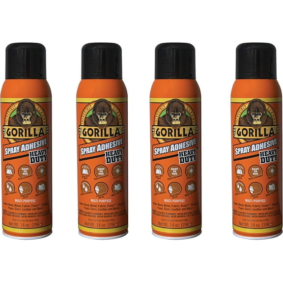 Heavy Duty Spray Adhesive, Multipurpose and Repositionable, 14 Ounce, Clear, (Pack of 4)