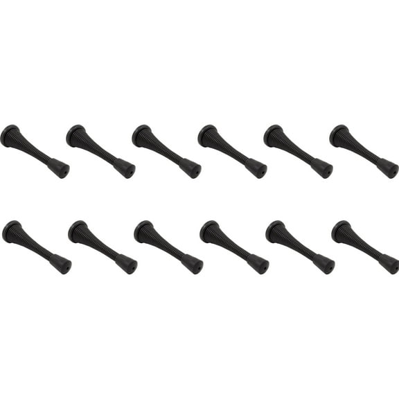 Heavy-Duty Spring Door Stop, 3 Inches, 12-Pack, Matte Black by Stone Harbor Hardware