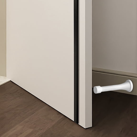 Heavy Duty Spring Door Stopper with Rubber Bumper Tip,Flexible Wall Mount Door Stop Low Profile,Satin Nickel Finish Door Stopper for Bottom of Door,Wall Protector for Home,Office Interior Doors