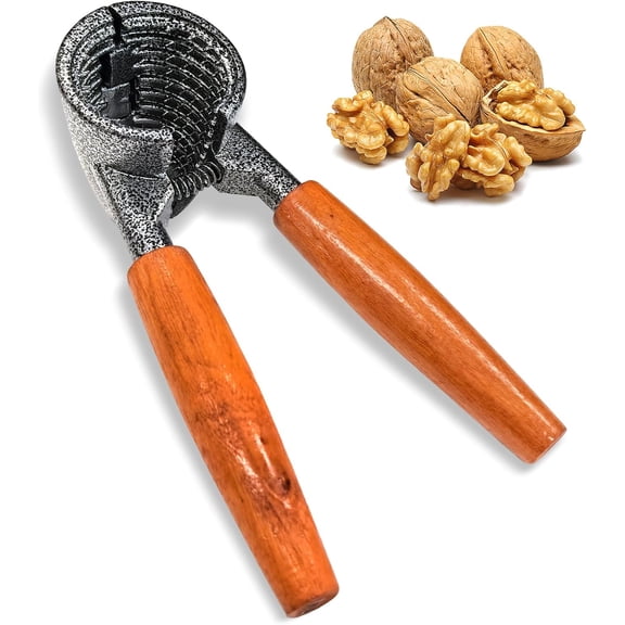 Heavy-Duty Spring Loaded Pecan & Walnut Cracker Plier with Comfortable Wooden Grip