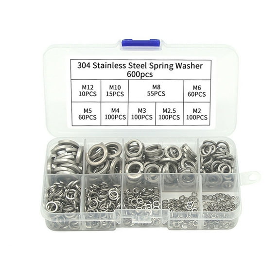 Heavy Duty Spring Washers 600 Pcs in Multiple Sizes for Secure Fastening