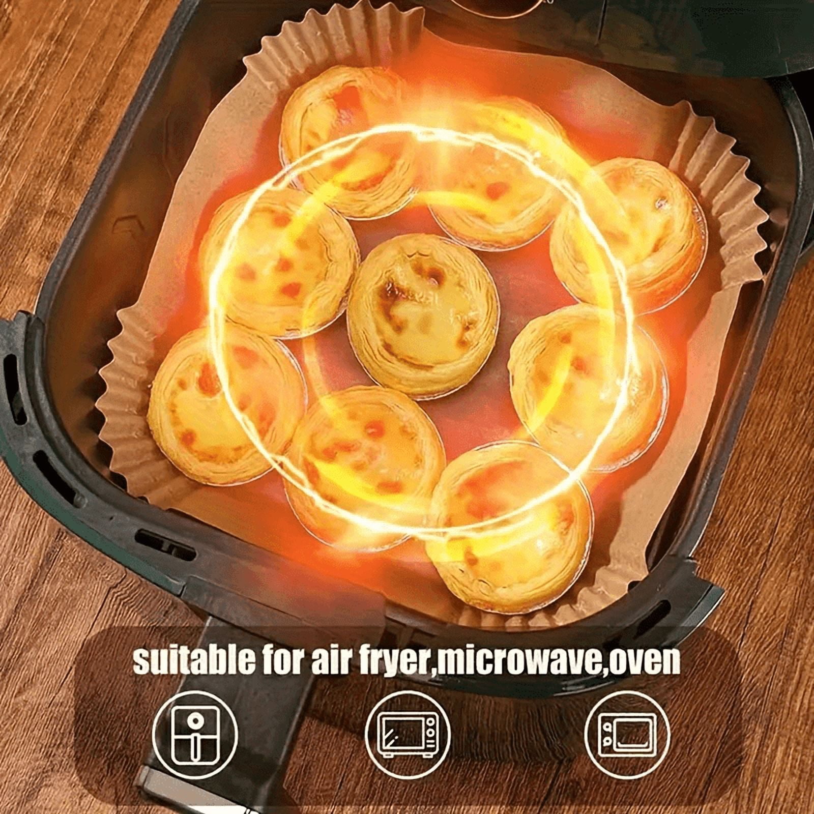 Heavy-Duty Square Air Fryer Liners, 50pcs Non-Stick Oil-Resistant Disposable Baking Paper for Air Fryer, Oven, Microwave