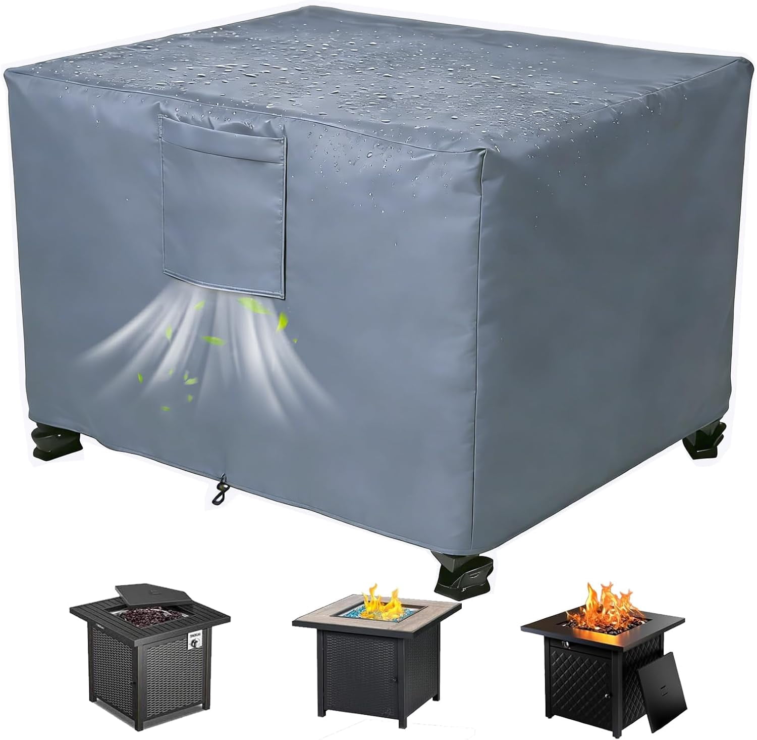 Heavy Duty Square Fire Pit Cover - Waterproof & Weatherproof, Durable ...