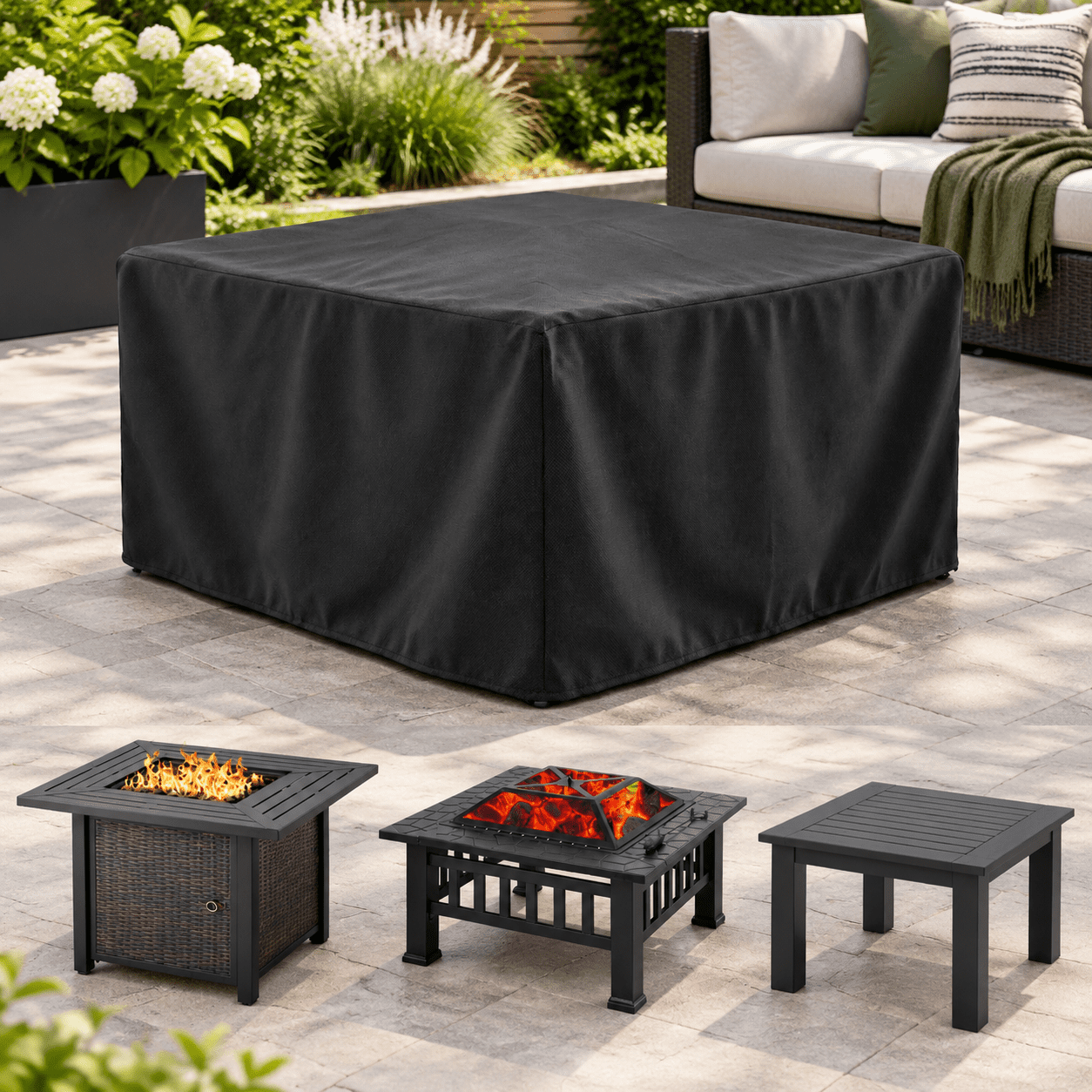 Heavy Duty Square Patio Fire Pit/table Cover Waterproof Outdoorniture ...