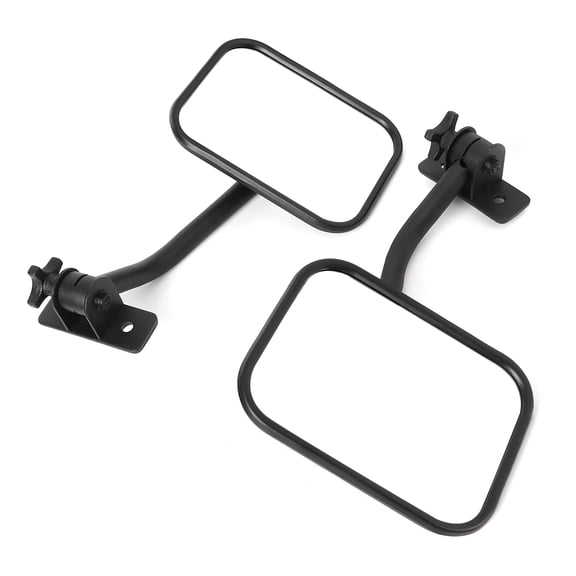 Heavy Duty Square Side View Mirror Kit A Pillar Replacement Column Accessory Set Compatible with Jeep Wrangler YJ TJ JK 2007-2017 Dual Mirror Left and Right Side Mirror Set Black (10.63 in / 27 cm)
