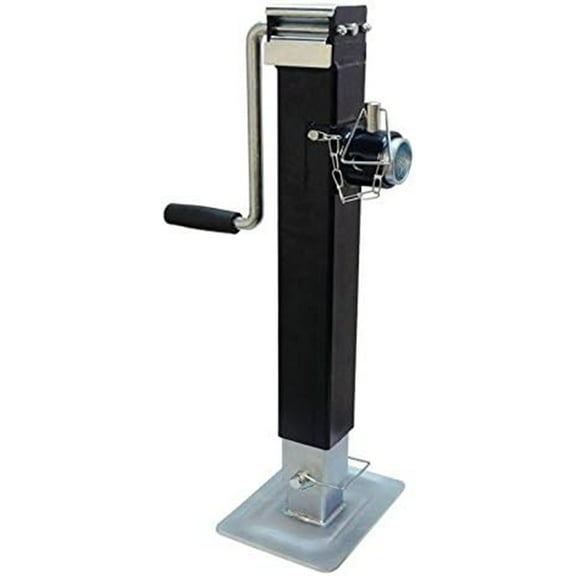 Heavy-Duty Square Trailer Jack - Sidewind, Drop Leg, 15" Travel, Weld-On 8000lbs