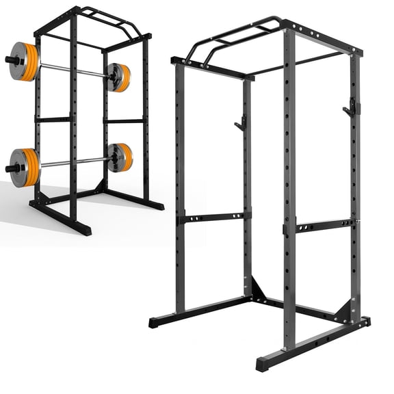 Heavy Duty Squat Stand for Home Gym, Adjustable Squat Rack with Non-Slip Base, Multi‑Function Strength Training Cage for Weight Lifting, Bench Press and Full Body Workout